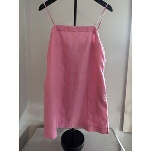 Madewell Goldie Mini Dress 100% Linen Retro Pink Strappy Slip Women's 6